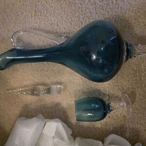 Elegant Blue Glass Decanter Set